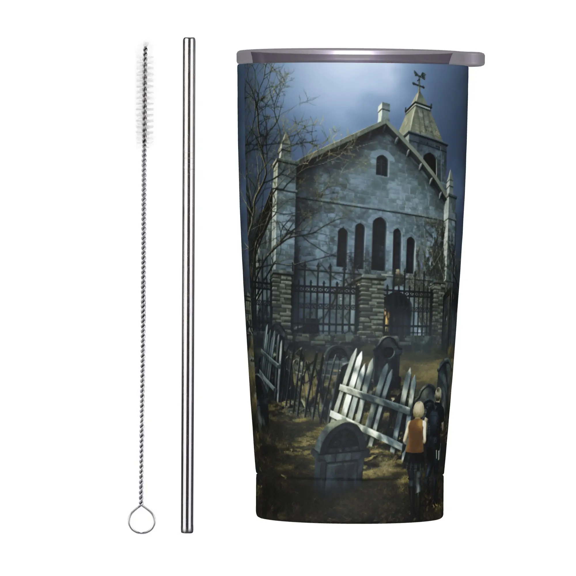 Stainless Steel Tumbler Residents Evils Mugs Cup With Straws  Travelist Cold Drink Water Bottle Insulated Large Thermal Cups