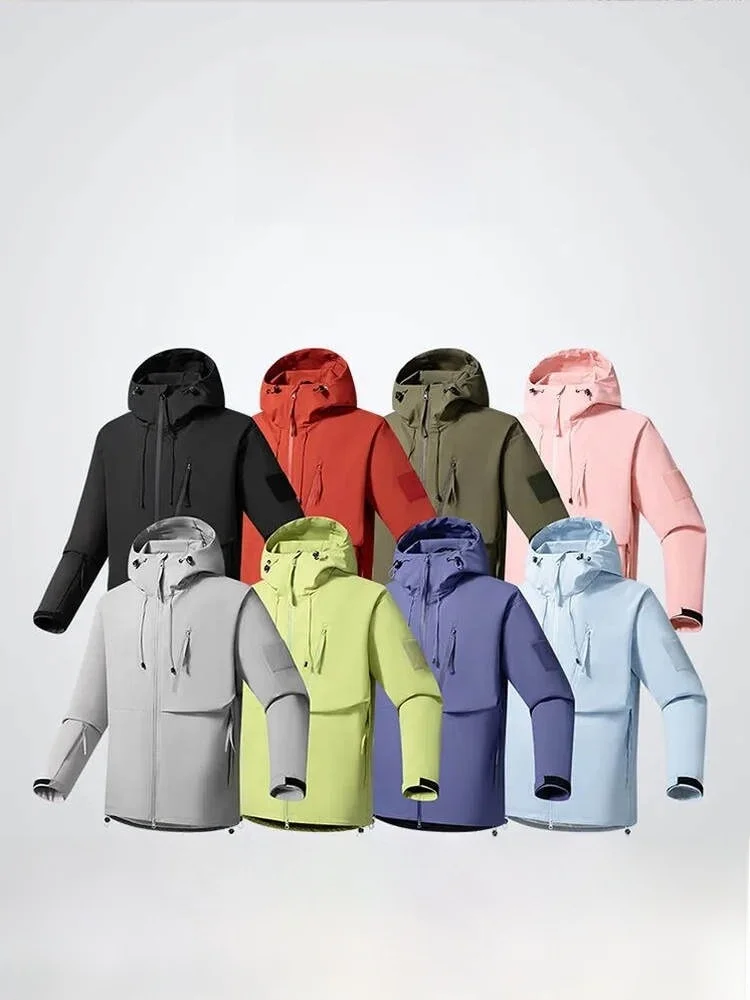 

Outdoor Men's Fce Lined Windproof Hooded Jaet 3D Tailoring Polyester Fiber Long Sve Zipper Closure Stand Fit Jaet
