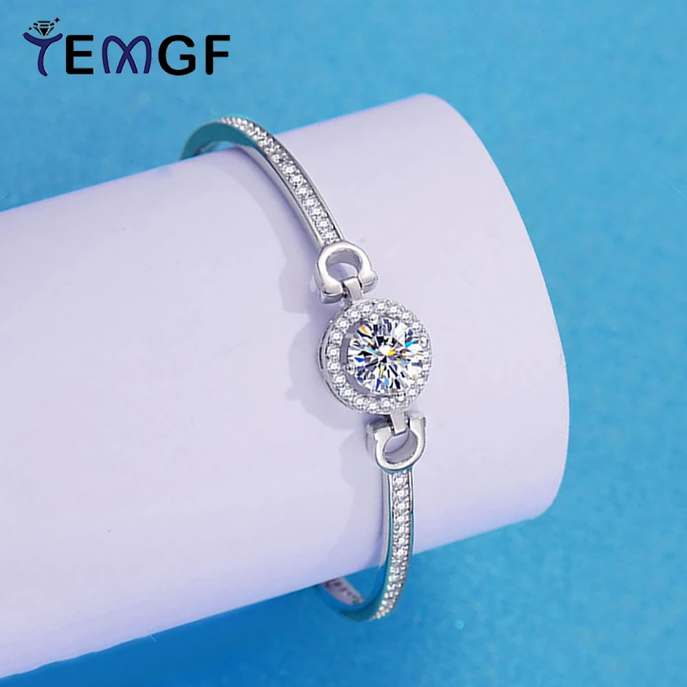 

TEMGF 6.5mm Moissanite Bracelets 925 Sterling Silver Adjustable Bangles for Women Girls GRA Certified Fine Jewelry Birthday Gift