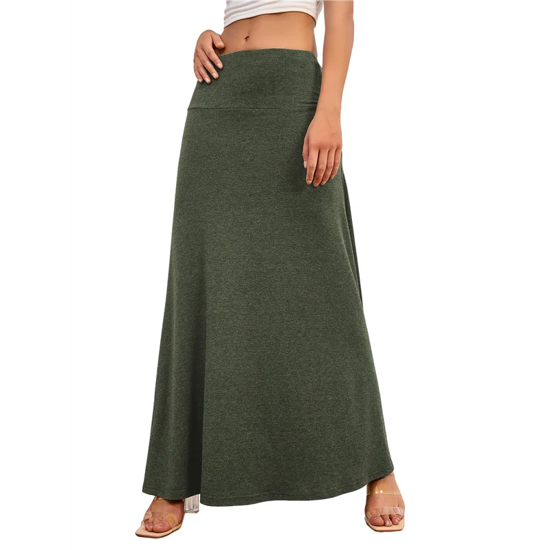 

CYL-женские повседневные юбки средней длины, эластичные ультра-мягкие струящиеся официальные юбки макси, юбки для отдыха с высокой талией