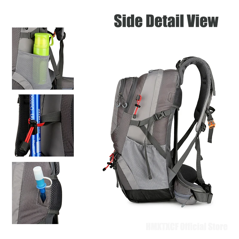 50L حقيبة السفر مع غطاء للمطر في الهواء الطلق تسلق التخييم مقاوم للماء المشي لمسافات طويلة الرحلات حقيبة الرجال Daypack تنفس BackSupport