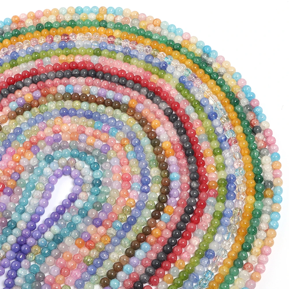 38-45pcs/lot 8 10mm Round Glass Floral Beads Colorful Loose Spacer Beads For Jewelry Making DIY Bracelet Necklace Accessories