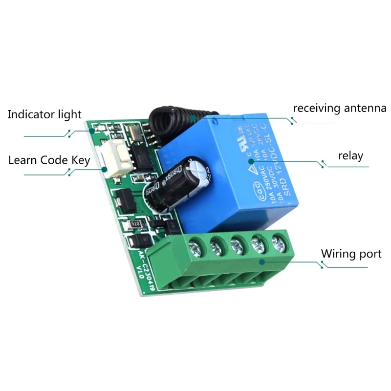 Interruptores controle remoto sem fio do receptor do módulo relés canal único DC12V 10A