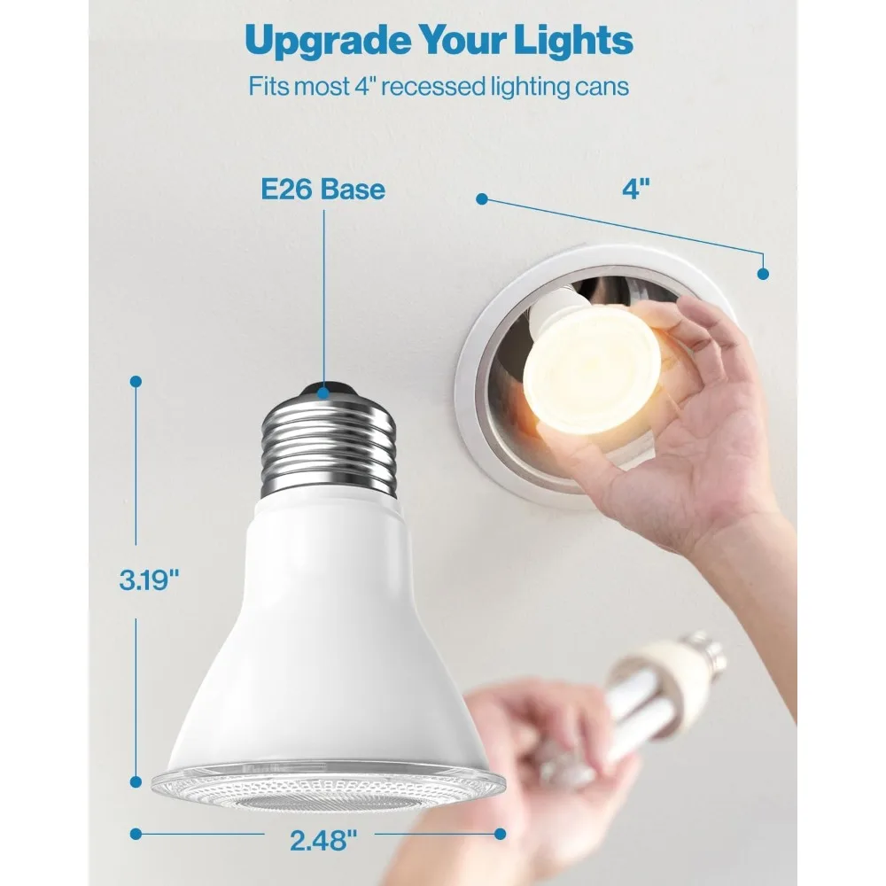 Bombillas LED de inundación, paquete 30, 500 lúmenes, 7W, 4000K blanco frío, regulable, base mediana E26, adecuada para exteriores