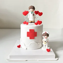 International Physician's Day White Angel Nurse Doctor Cake Topper Tabletop Decoration Medical White Holiday Cake Decoration
