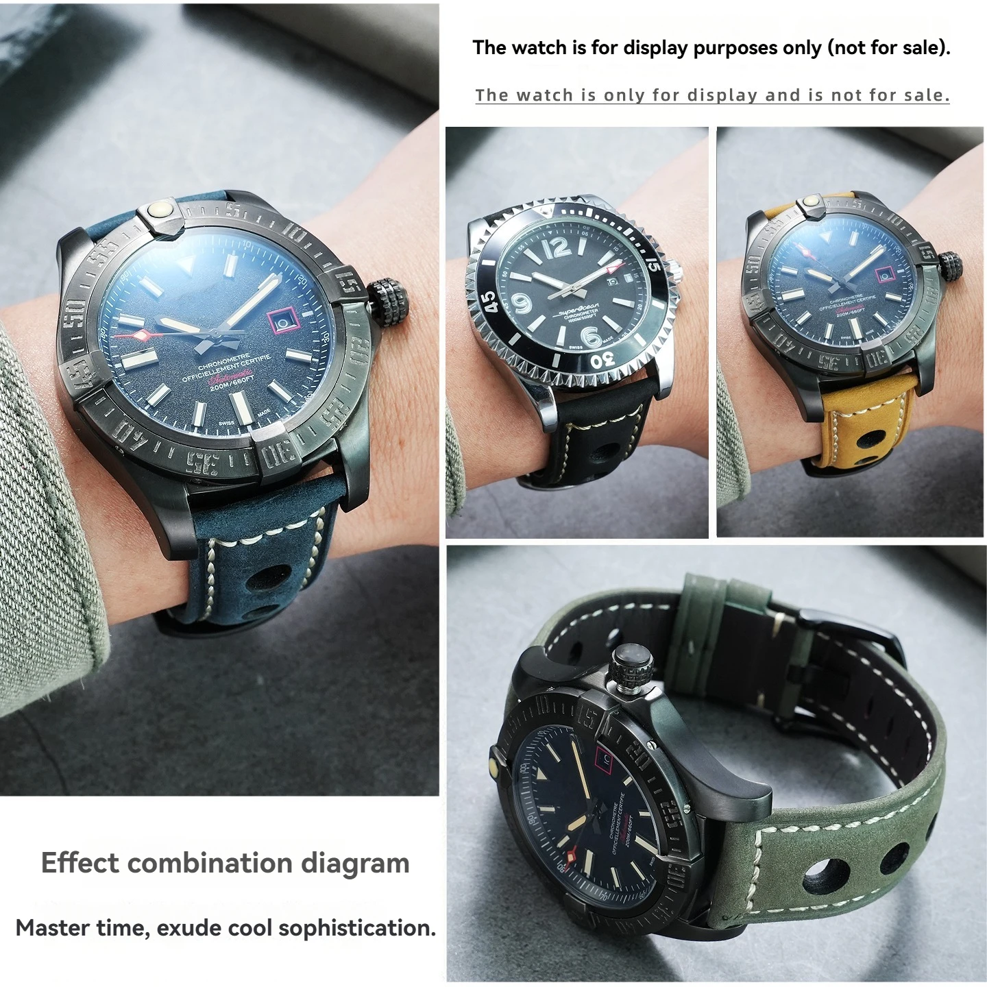 Genuine leather watchband suitable for Breitling Avengers Night Mission B01 timing yellow cowhide strap replacement accessories
