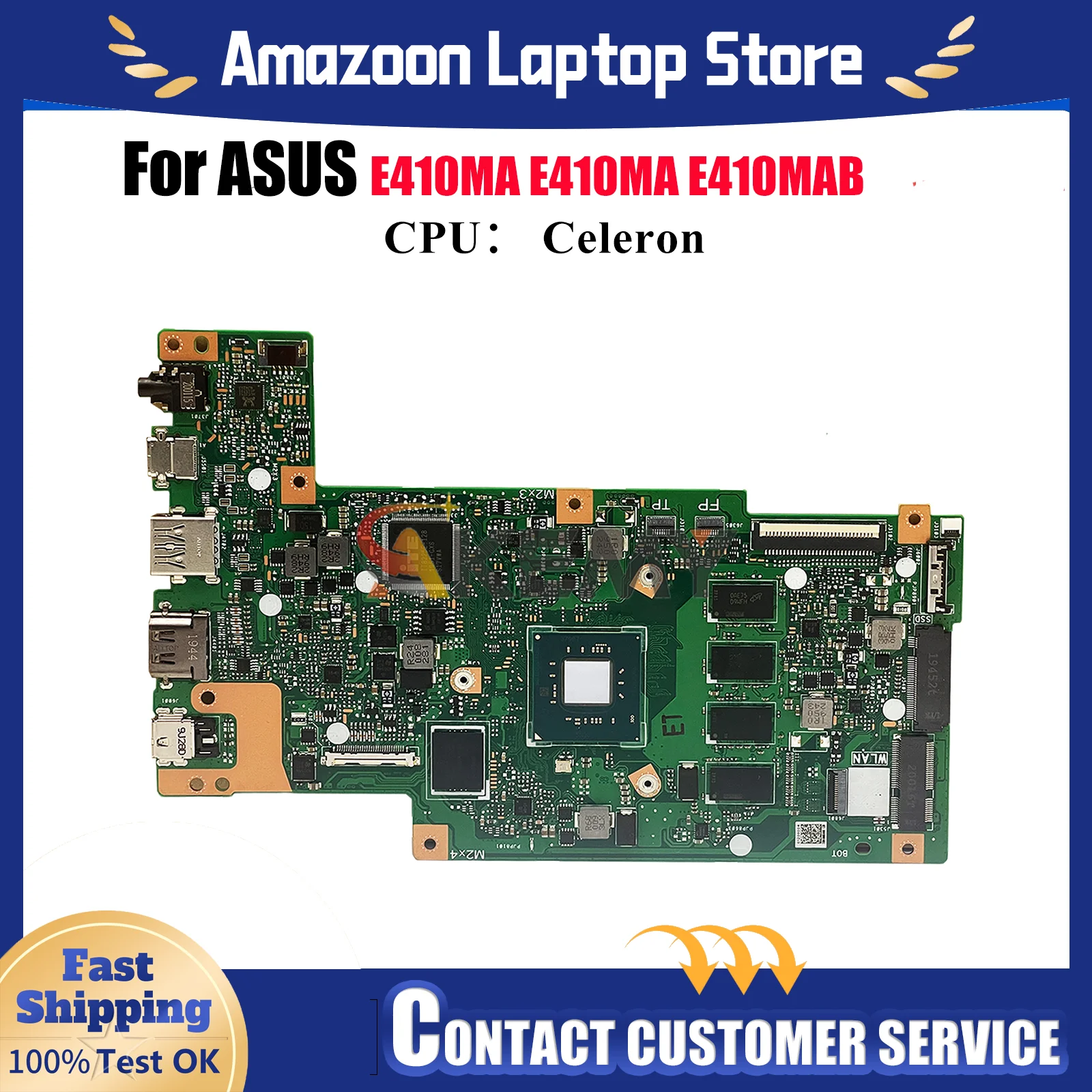 

E410MA Laptop Motherboard For ASUS EeeBook E410MAB E410M E410MA Notebook Mainboard With Celeron CPU 100% tests OK fast shipping