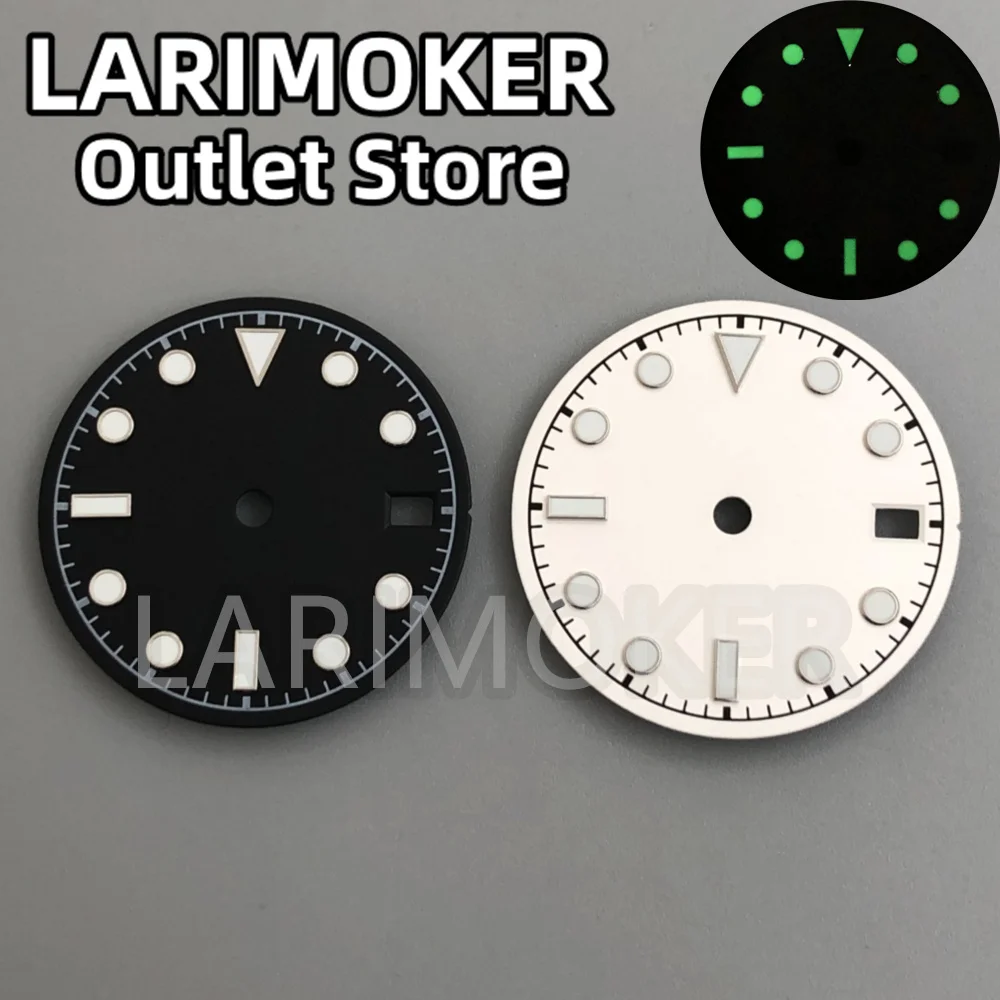 LARIMOKER 29mm Retro Dive Watch Dial with Snowflake Hands Luminous Markers Date Window for NH35 PT5000 Movement