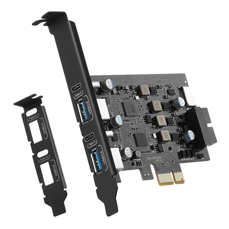 AT82-A Low Profile Bracket Included 6 Ports USB 3.0 Pcie Card, USB C Pcie Expansion Adapter For Desktop Computer