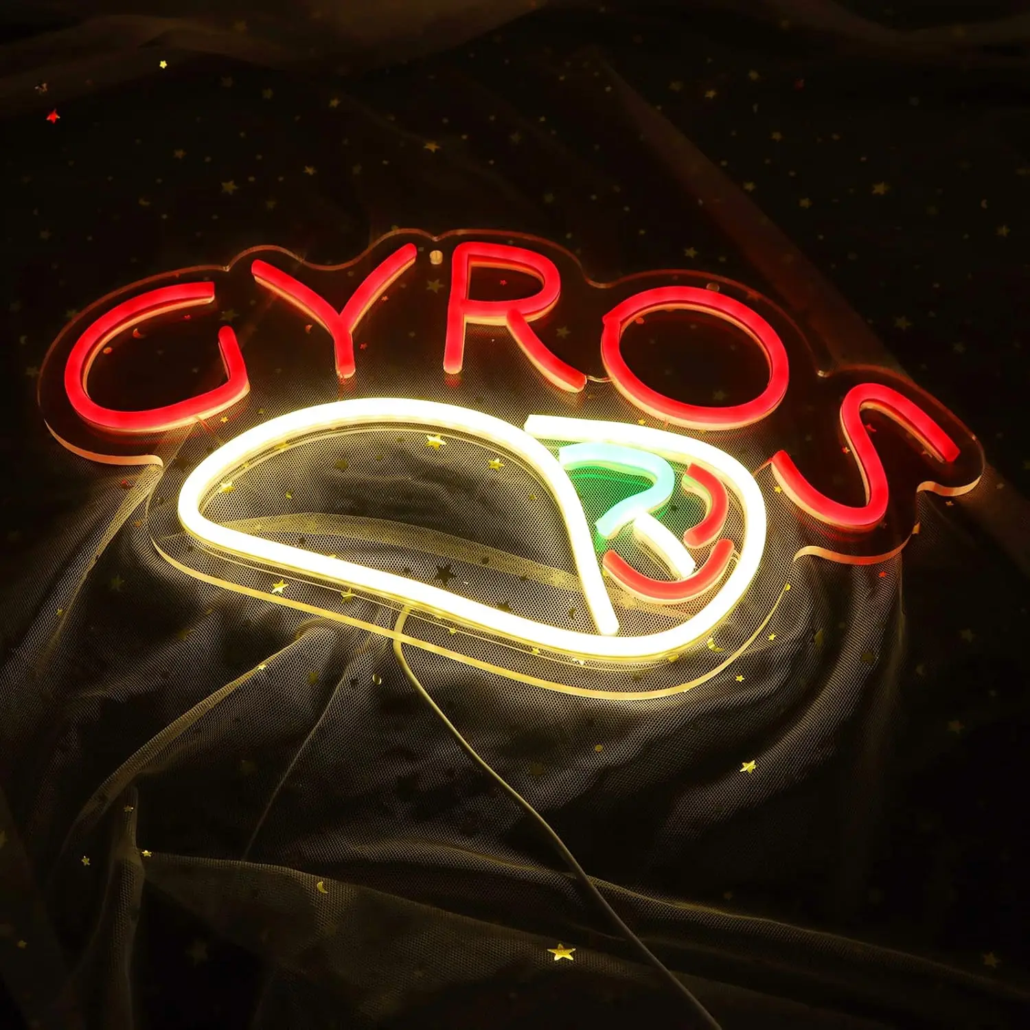 

GYROS Food Neon Signs USB Dimmable Led Business Signs Wall Decor for Greek Restaurants Canteen Dining Room Party Club