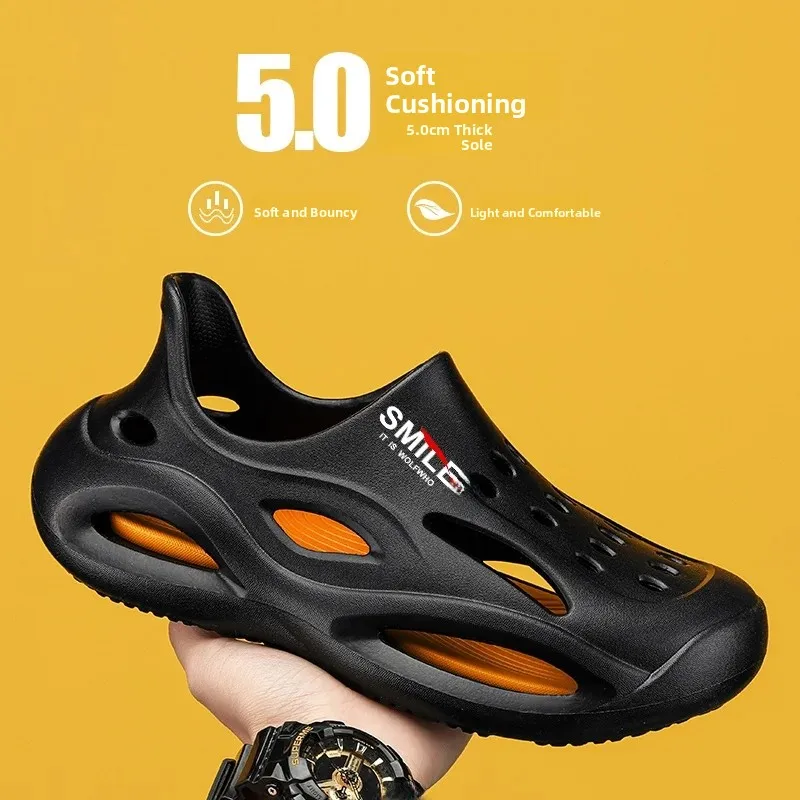 Men's Summer Sandals 2026 New Style Outdoor Fishing Water Beach Full Cover Slip-On Breathable EVA Thick Bottom Driving Safe