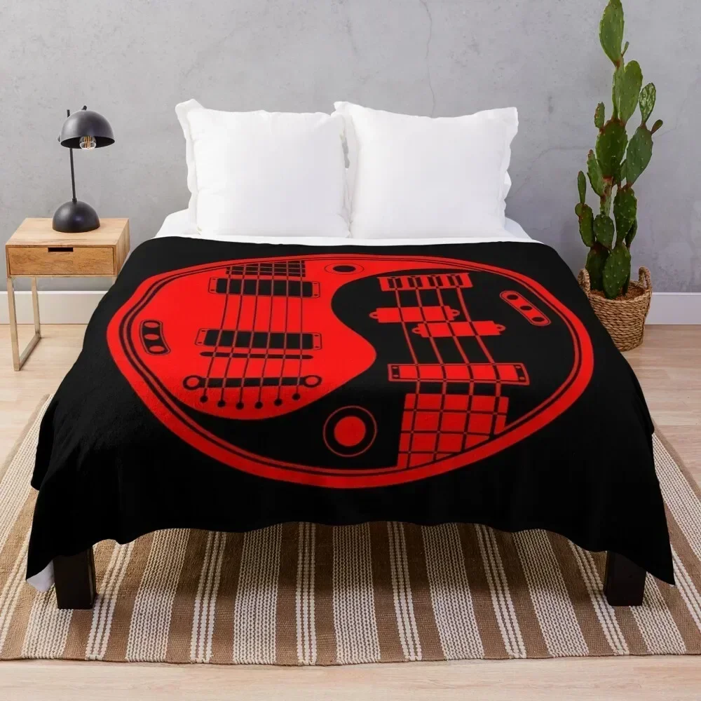 

Black and Red Guitar Bass Yin Yang Throw Blanket Year Round Soft Comfortable Blanket for Home
