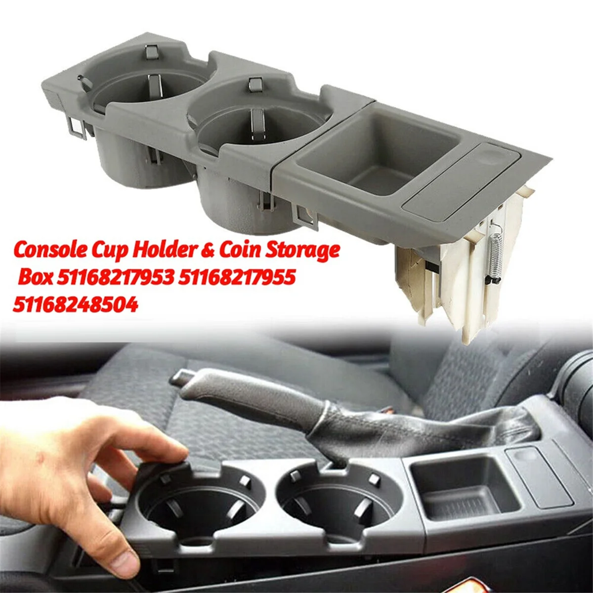 Car Center Console Water Cup Holder & Coin Storage Box 51168217953 for BMW E46 3 Series 99-06 51168217955 51168248504,B