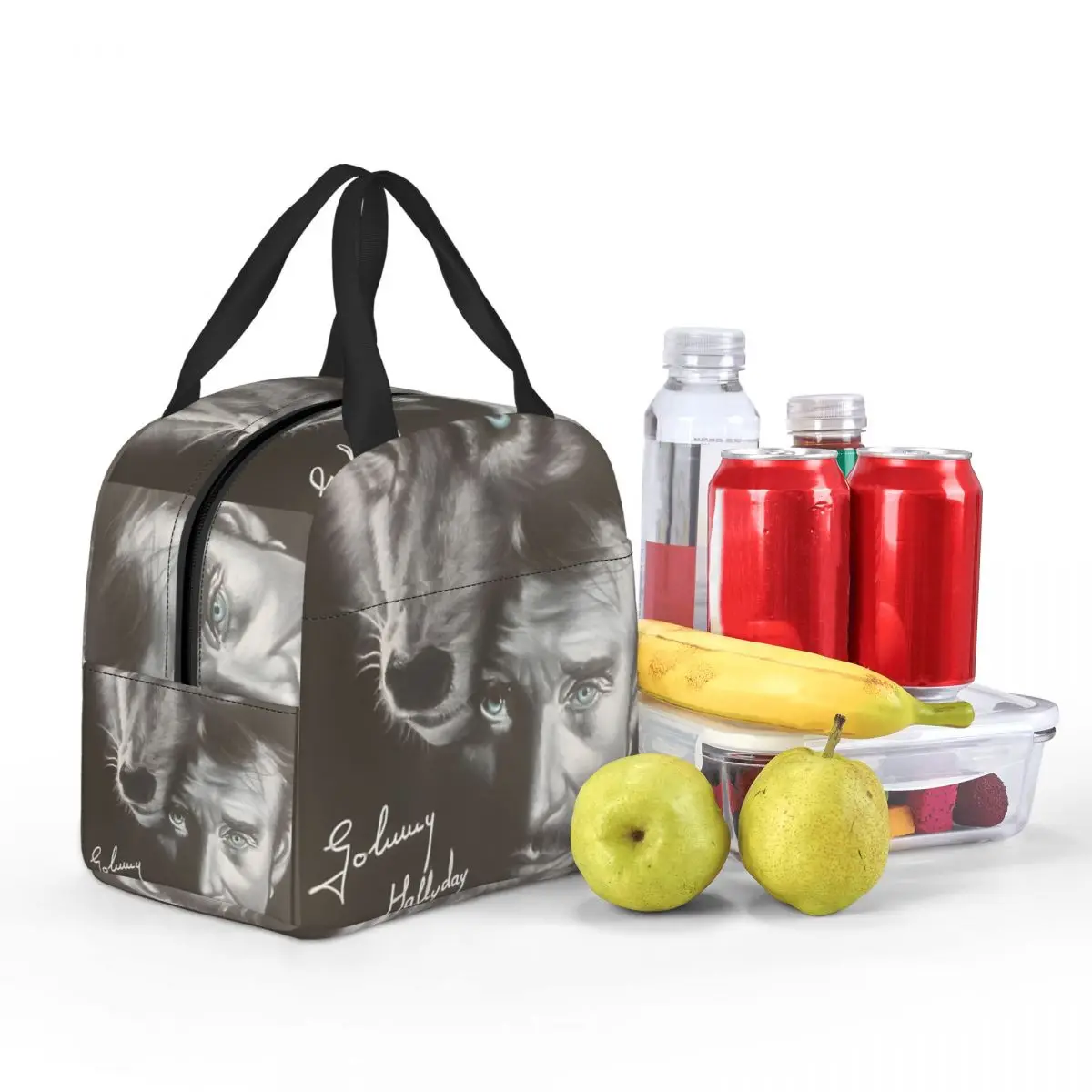 For Outdoor Johnny Hallyday Handsome Zipper Closure Unique Johnny Hallyday Lunch Boxes Teen Girl Boy Men Women Lunch Box Bag