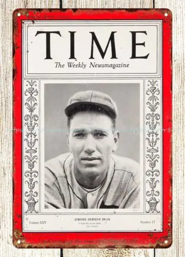 1935 baseball Dizzy Dean TIME metal tin sign old reproductions for sale