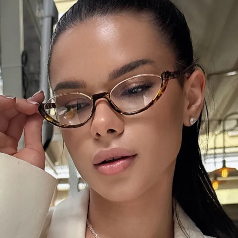 3 stücke Halb-Rahmen Cat Eye Brille Rahmen Mode Kleine Gläser Frauen Optische Anti-Blau Licht Brillen Rahmen einfache Rahmen ﻿