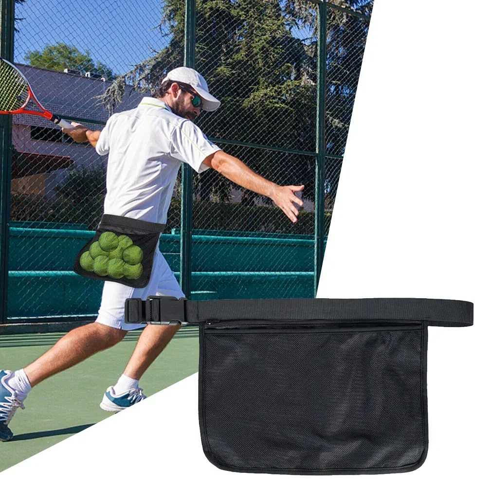 1x Multifunctional Lightweight Tennis Ball Bag Tennis Training Ball Pocket Large Capacity Stretch Mesh Pocket Sports Bag Durable