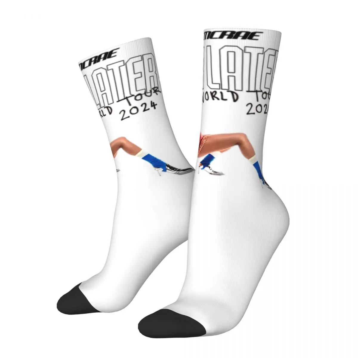 Retro Retro Singer Tate McRae World Tour 2024 Design Warm Crew Socks Accessories All Season Soft Long Socks Breathable