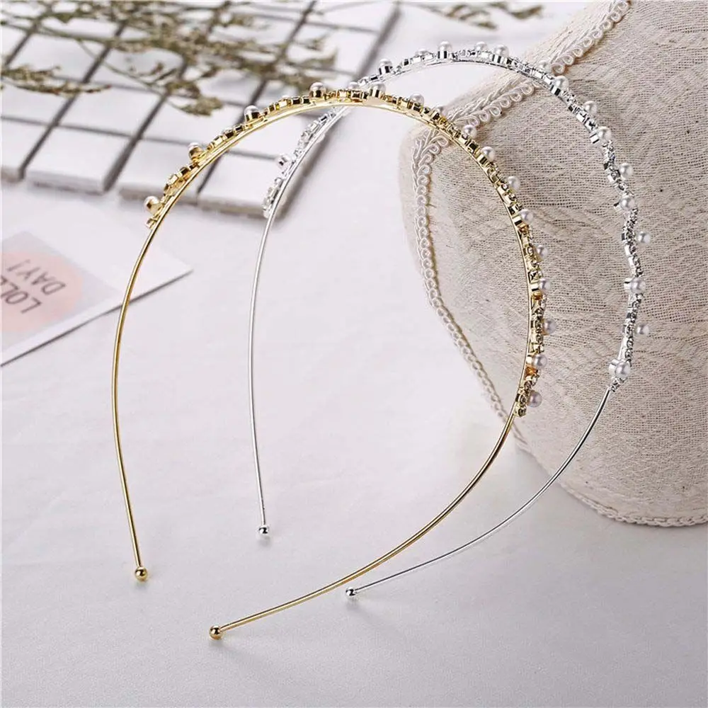 Women Elegant Fashion Cross imitation pearl Rhinestone Hair Accessories Hairband Hair Hoop Headband