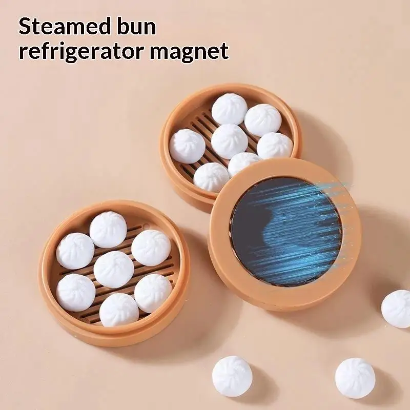 3D Printing Bun Dumpling Fridge Magnet Plastic Realistic Miniature: Food Magnetic Sticker Whimsical DIY Label