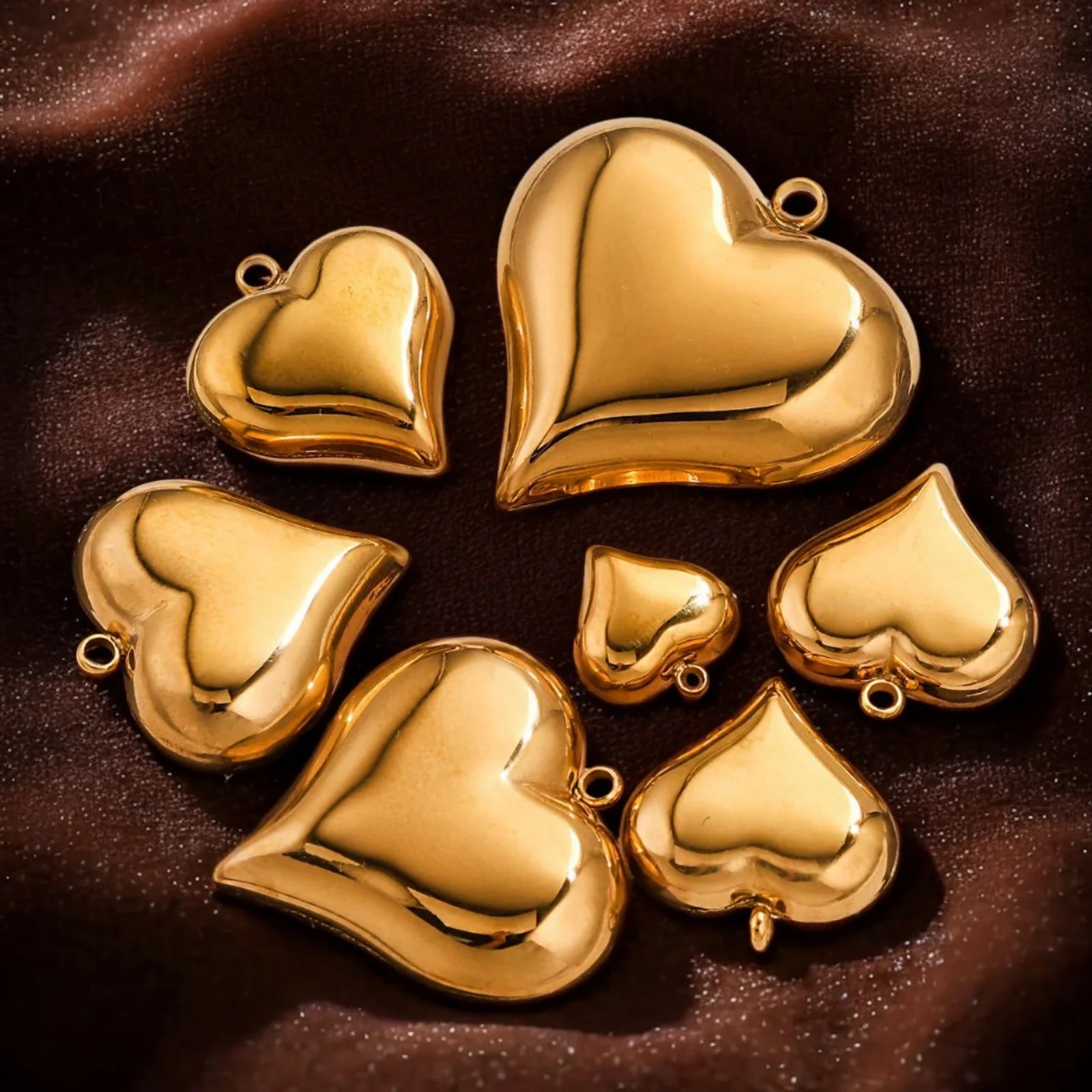 1pc New Stainless Steel Charms Gold Color Sweet Heart Polished Pendant DIY Necklace Earrings For Women Party Jewelry Findings