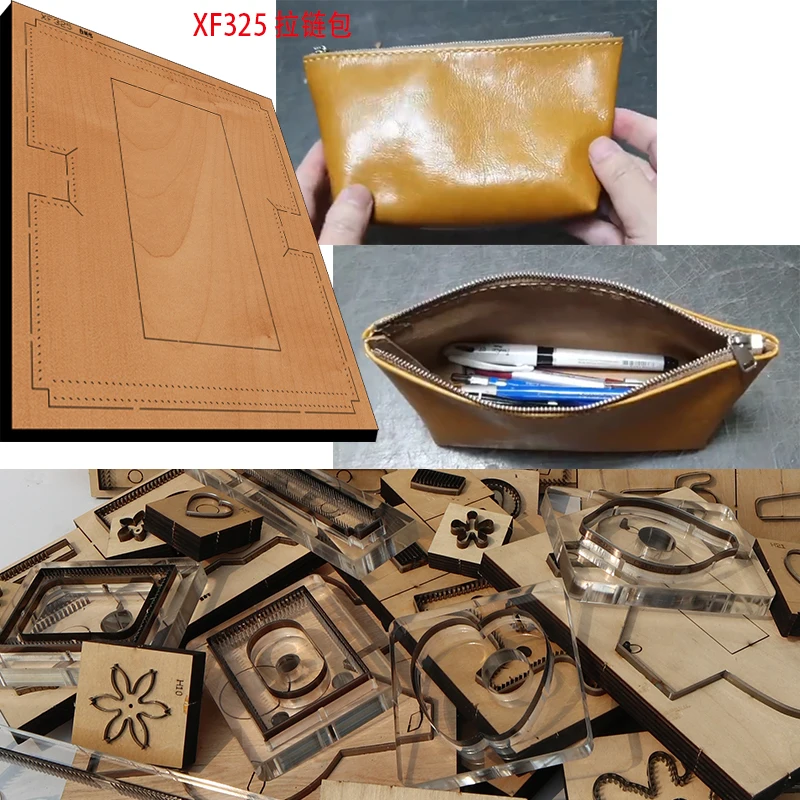 New Japan Steel Blade Wooden Die zipper bag Leather Craft Punch Hand Tool Cut Knife Mould XF325