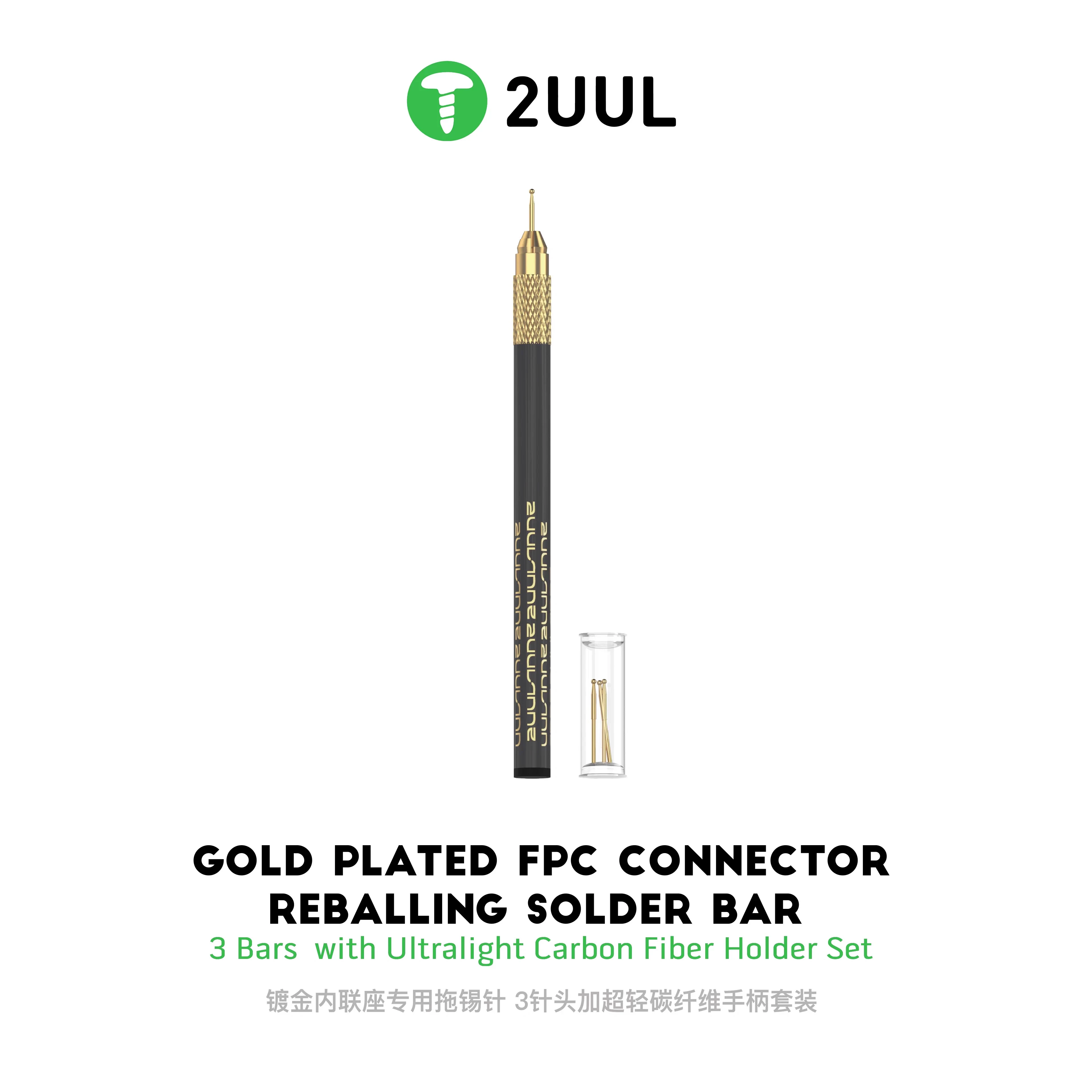 2uul SC98/Mechanic Tin Dragging Needle Gold Plated FPC Connector Reballing Solder with 3 Bars Ultralight Carbon Fiber Holder Set