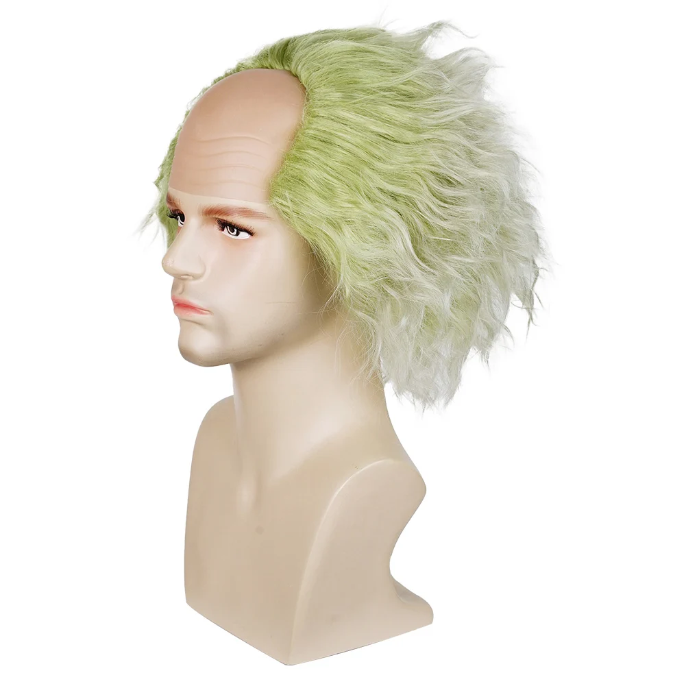 Beetle Cosplay Wigs Costume Accessories for Adult Men Green Wig Heat Resistant Synthetic Hair Carnival Halloween Party Props