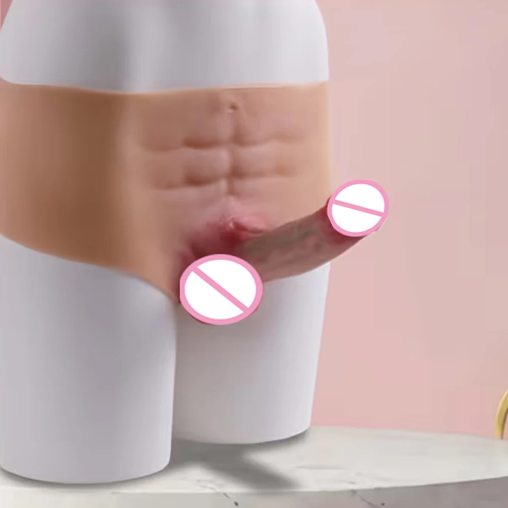 Wearable simulation penis underpants, female toy, soft silicone abdominal muscles, G-spot, clitoris, anal piercing