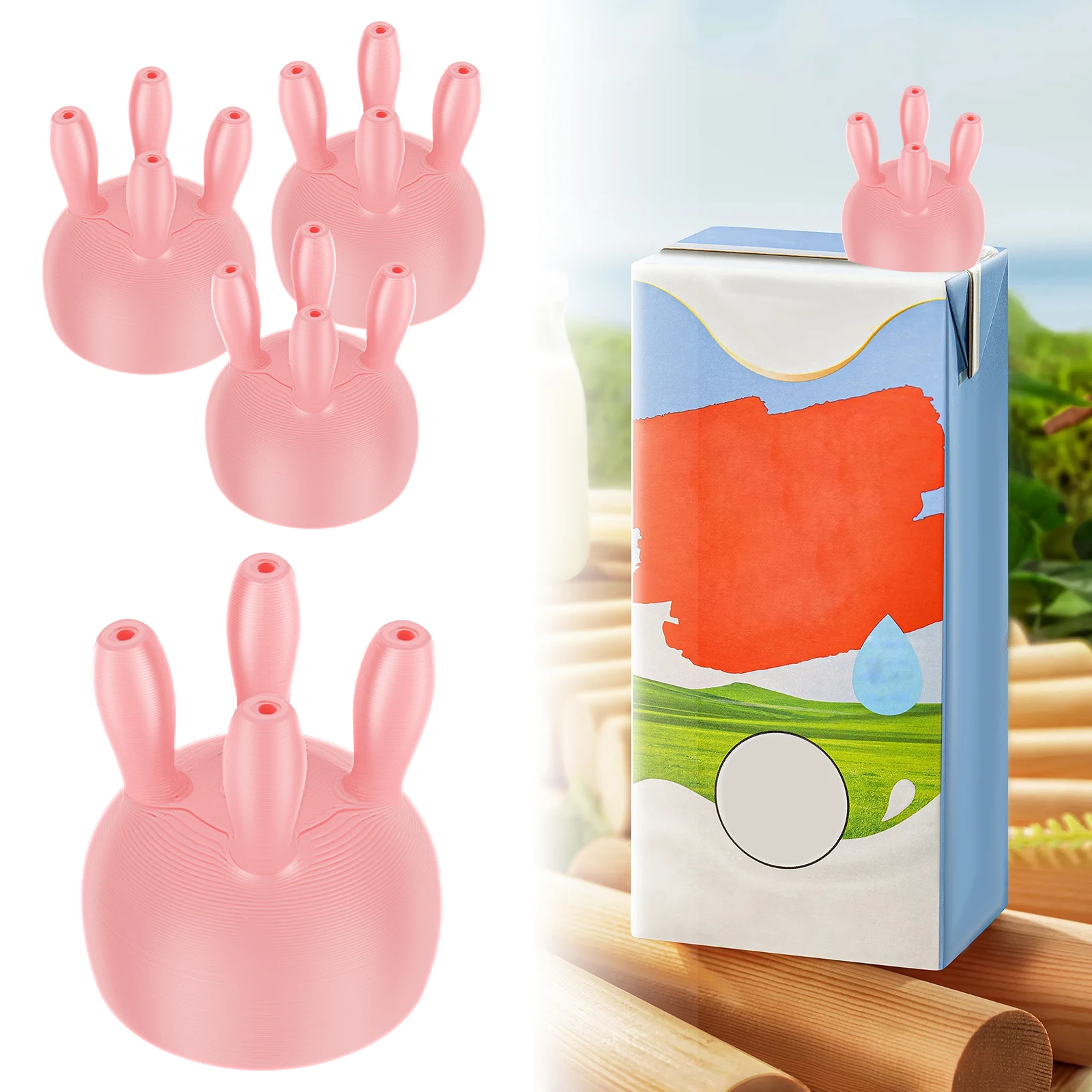 Cow Udder Milk Carton Cap Silicone Pouring Milk Bottle Cap Teat Hole Boxed Milk Diverter Leak Proof Cow Udder Milk Carton Cap