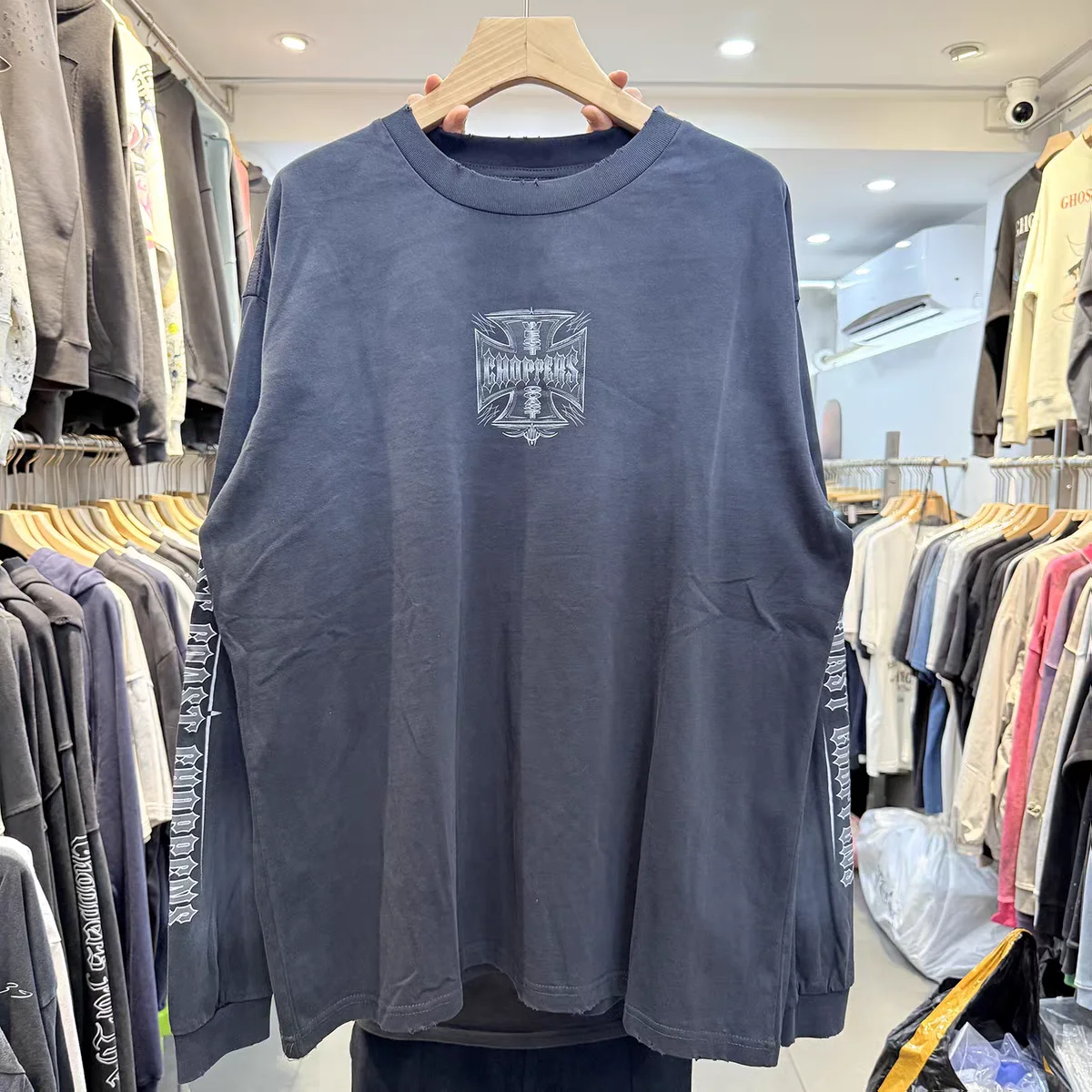 

Винтажная футболка большого размера West Coast Choppers с длинными рукавами для мужчин и женщин, футболки с крестом, футболки