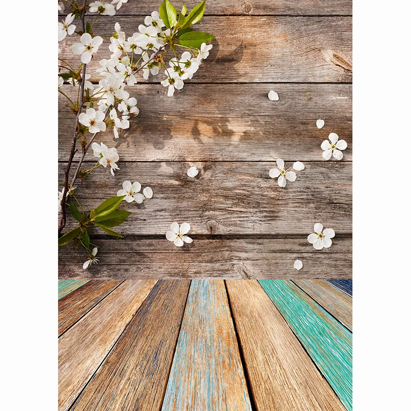 Vinyl Custom Photography Backdrops Props Flower Landscape Wooden floor  Photo Studio Background SS-05