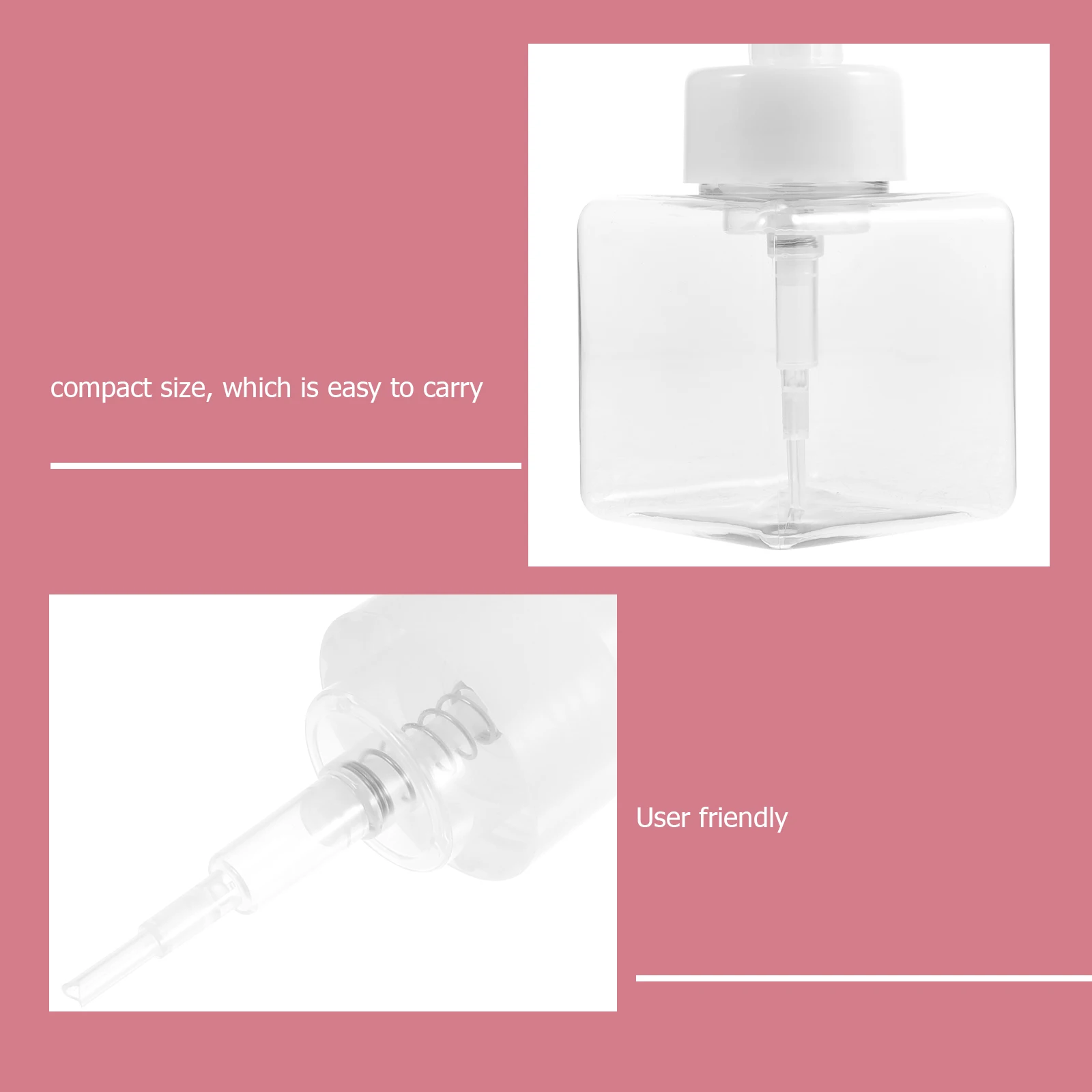 

2pcs Foaming Bottle Leakproof Square Travel Container Empty Lotion Storage Portable Compact Size Diaper Bag