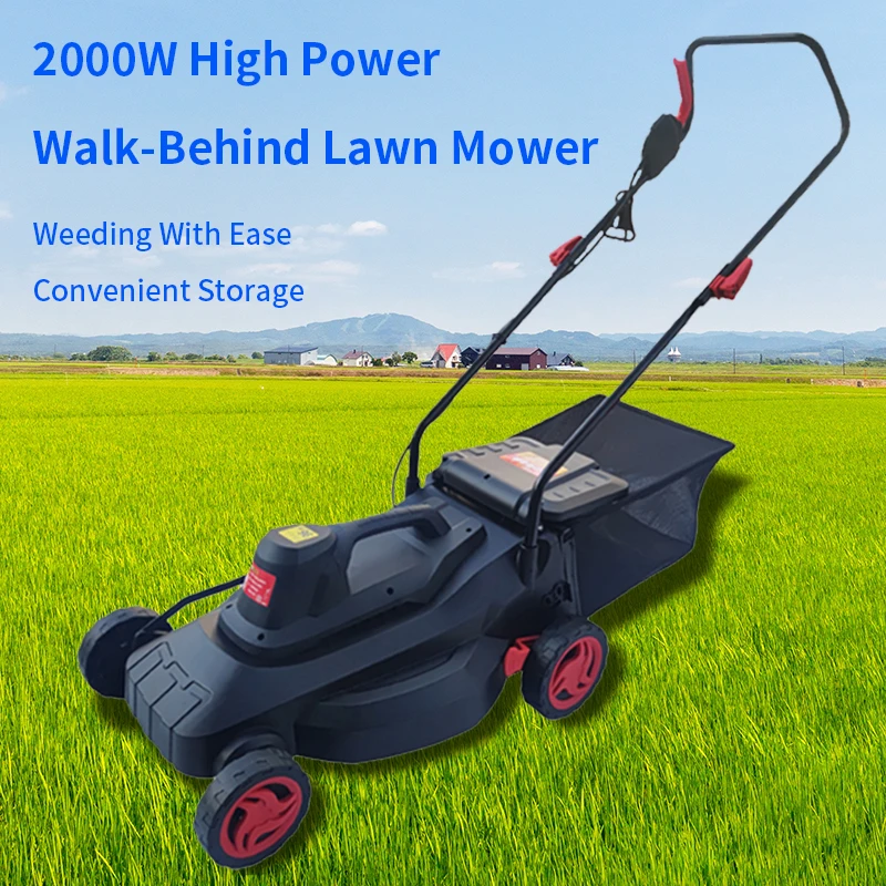 

Electric Lawn Mower Hand Push Grass Cutting Machine Household Lawn Mower 2000W Grass Trimmer For Garden Courtyard With 10m Wire