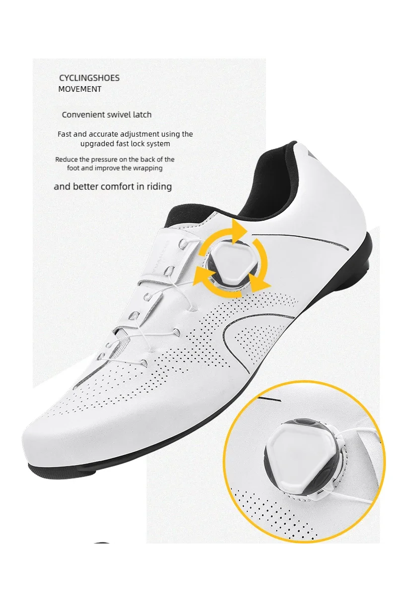 Speed Cycling Sneaker Herren Rennrad-Schuhe Cleat-Schuhe SPD-Schuhe Fahrrad-Flachpedalschuhe Herren Fahrrad Outdoor-Schuhe Weiß – Detail 8