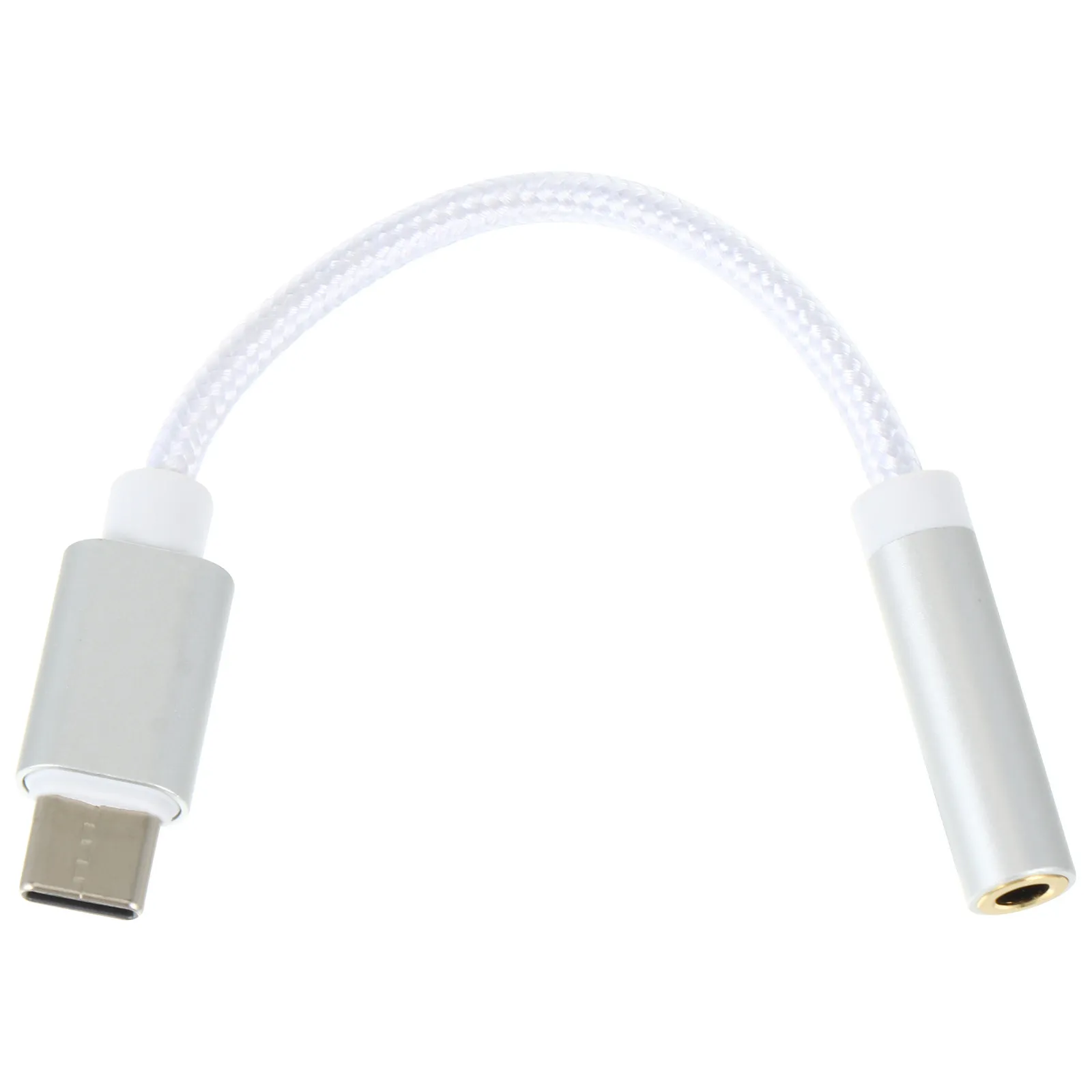 USB Type-C to 3.5mm Audio Adapter Aluminum Alloy Shell Nylon Braided Cable High-Fidelity Sound Stable Signal Earphone Headphone