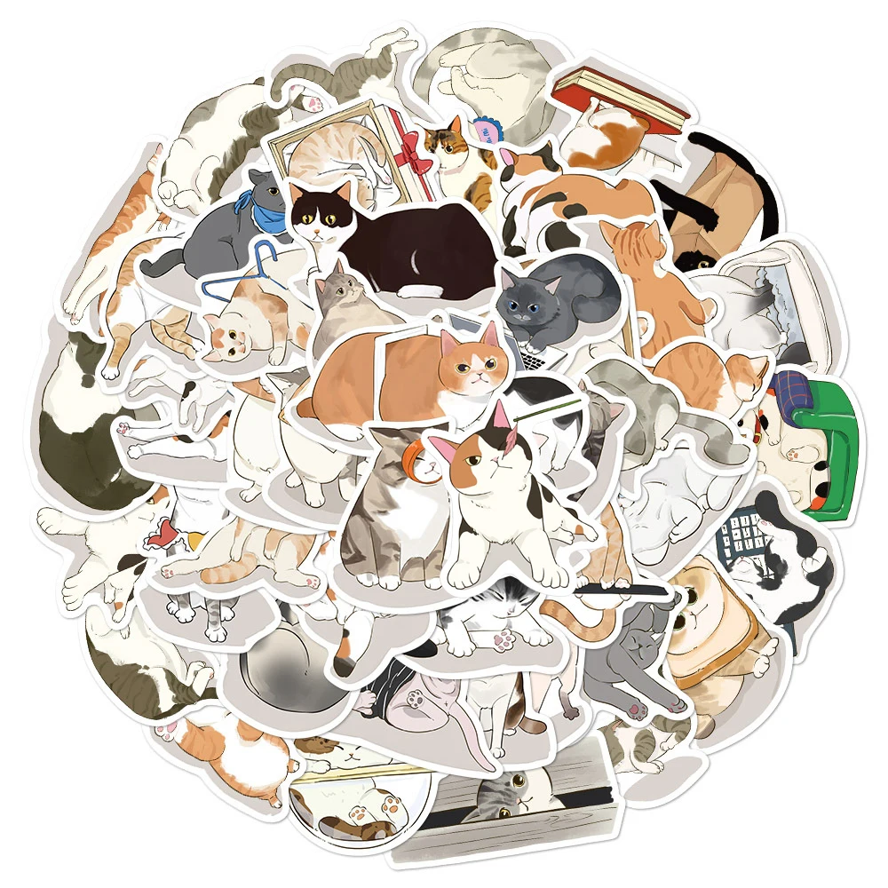 

10/30/50pcs Cartoon Creative Watercolor Cat Stickers Cute Graffiti Decals Water Bottle Suitcase Phone Kawaii Animal Sticker Gift
