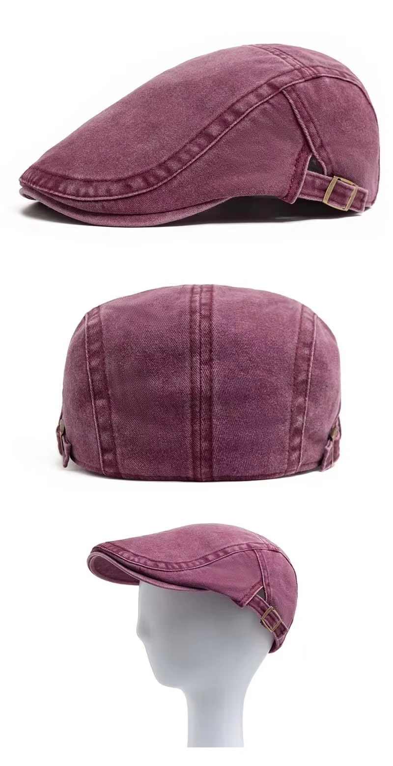 Heißer Verkauf Vintage Maler-Baskenmütze Unisex Mode Flache Schirmmütze Lässige Herbst Retro Baumwolle Einfarbige Newsboy-Mütze Sommer Verstellbar – Detail 4