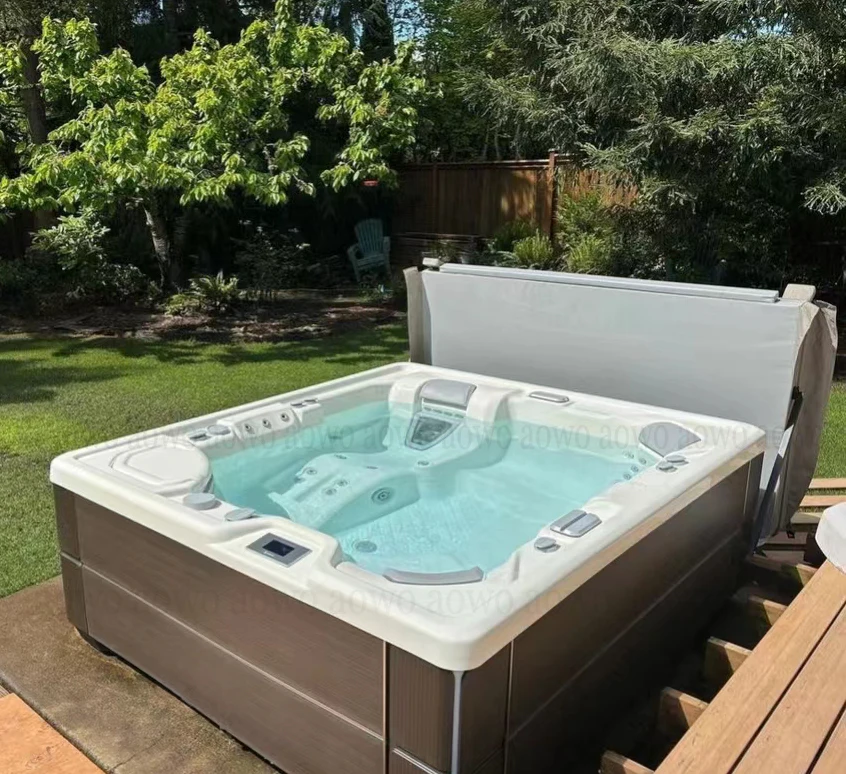 Swimming Bathtub Yacuzzi  Yakusi 6pers Hot Tube Outdoor Wood Pools Inflatable Tub with Step air Bubble Sexy Bathtubs Whirlpools