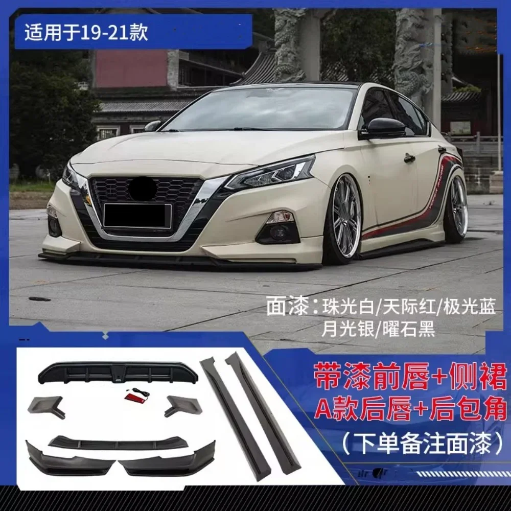 PU Kit For Nissan teana altima 2019-21 Modified Car Front Rear Lip Shovel Side Skirt Rear Wing Corner Tail Throat