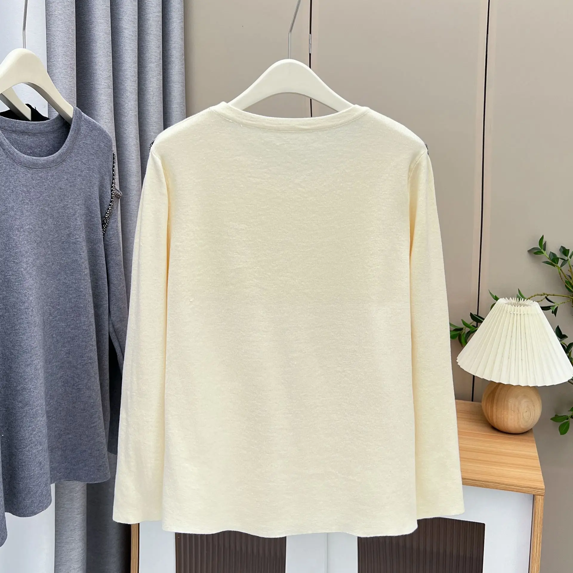 Spring Autumn 100KG Fashion off-shoulder Long Sleeve Knitwear Plus Size Women\'s Casual Basic O-Neck Pullover Sweaters 1481