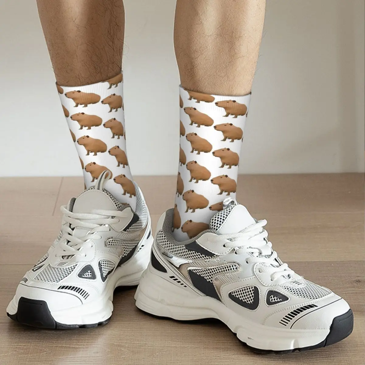 Fashion Men's Socks Harajuku Capybara Polygon Art Sock Polyester Sport Women Sock Spring Summer Autumn Winter