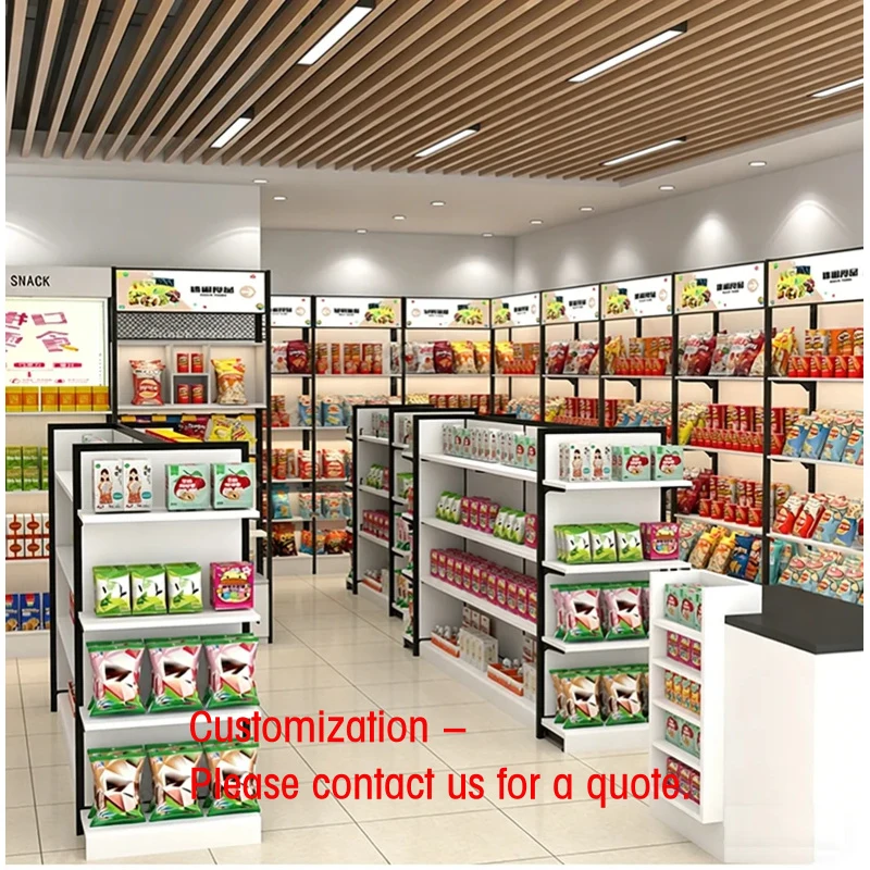 custom.Factory Double Sided Retail Gondola Shelving Starter & Add-on Units With End Cap Display Racks Display Stand