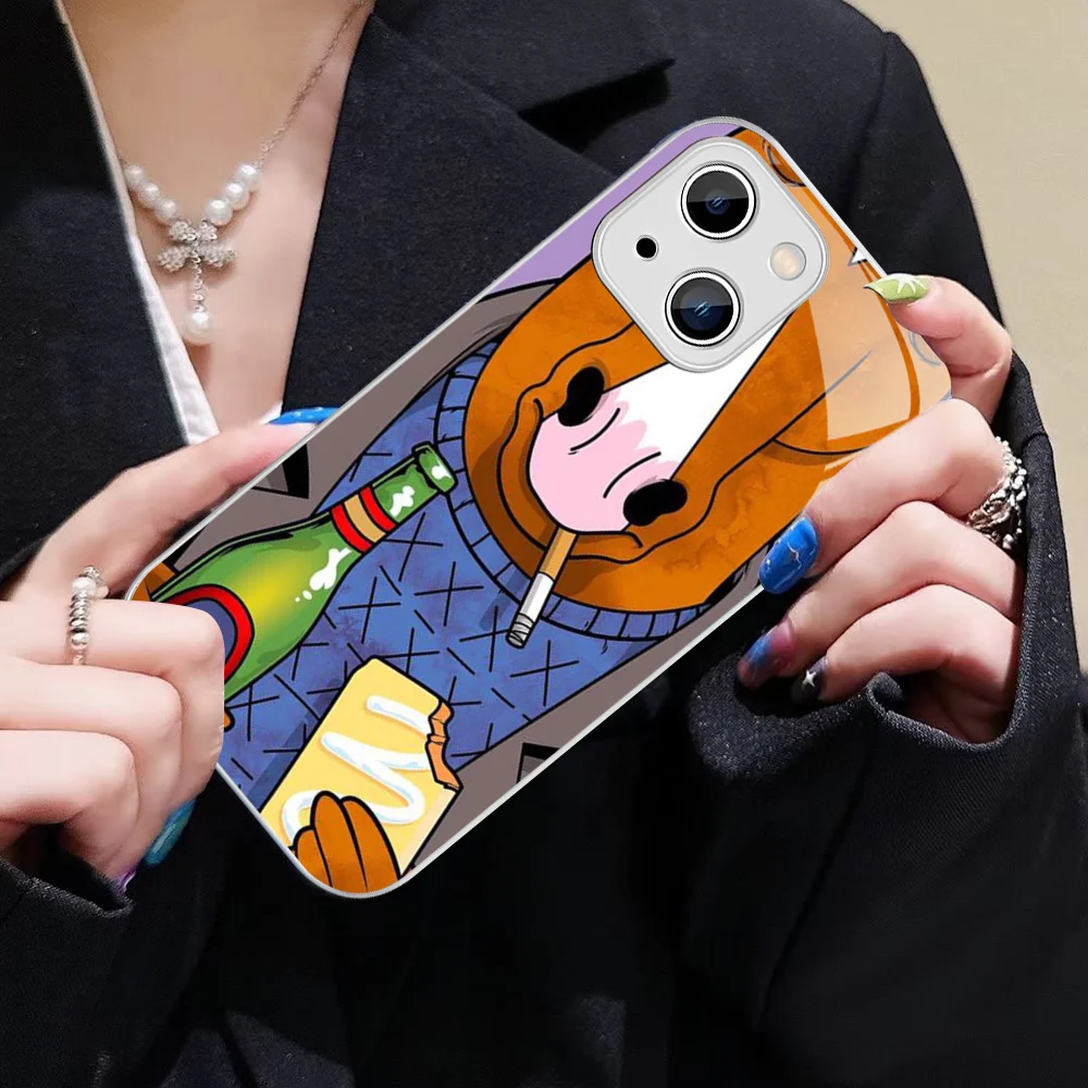 Cartoon B-BoJack Phone Case For iPhone 14 13 12 Mini 11 Pro XS Max X XR 14 Plus Tempered Glass Cover