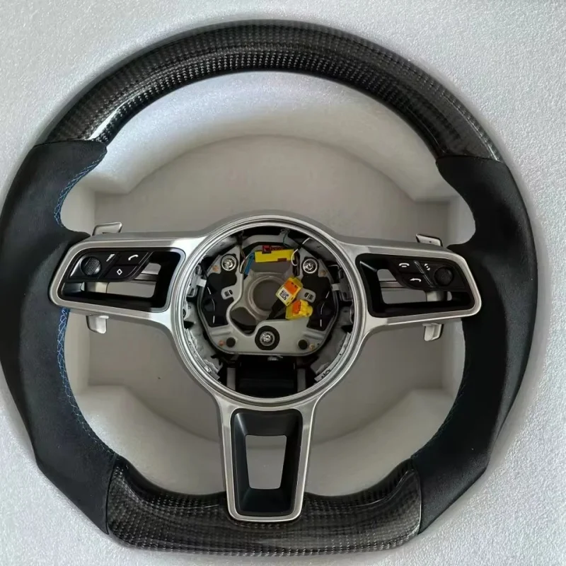 Customized Carbon Fiber Leather Leather Car Steering Wheel For Porsche Taycan Cayman Boxster Carrera 997 911 991 Steering Wheel