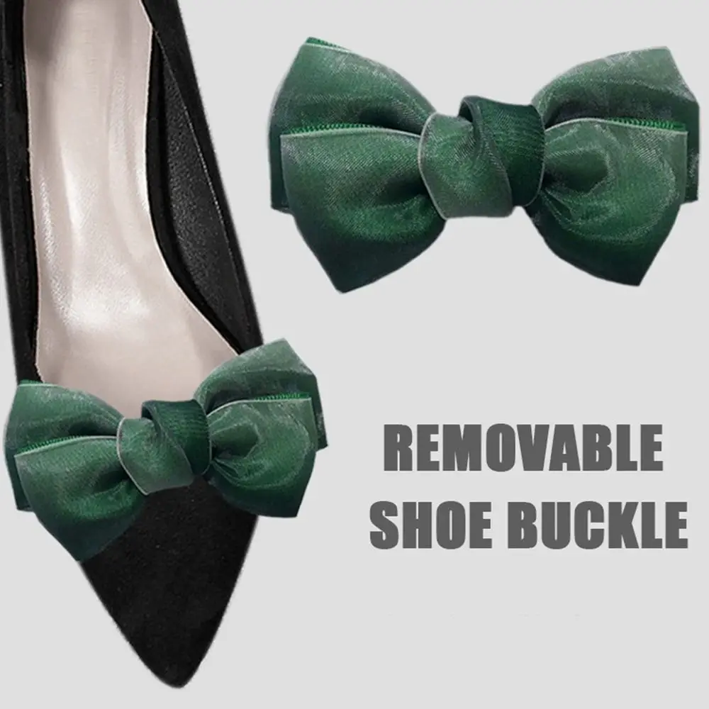 2PCS Cute Ladies Bow Shoes Flower Shoe Clip Fashion Girls  Lolita Shoes Clip Rhinestone Bow Shoes Decorations