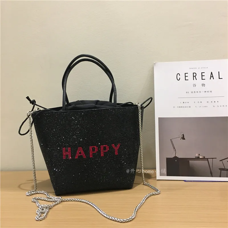 High Quality Bucket Bag Women\'s Handbag Crystal Shiny Rhinestones Diamond Evening Bag Wedding Party Clutch Purse Messenger Bag