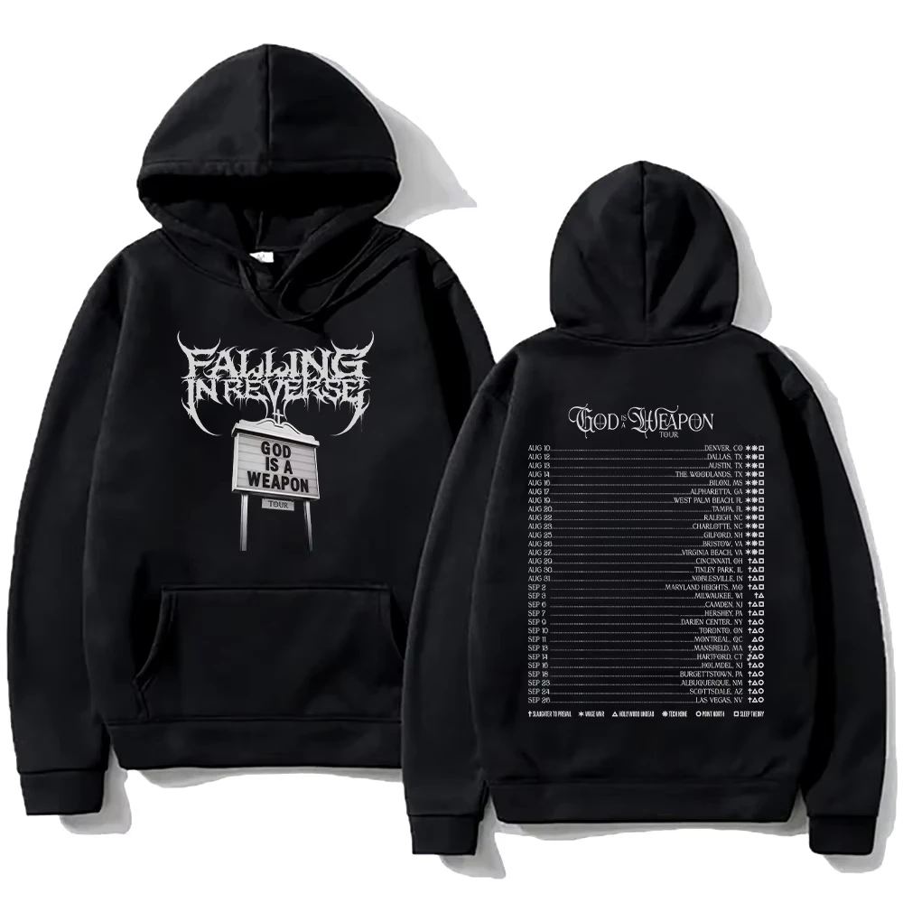 

Толстовки Falling in Reverse God Is A Weapon Tour 2025 для мужчин и женщин, повседневная толстовка большого размера в готическом стиле, винтажная толстовка с эстетическими тенденциями