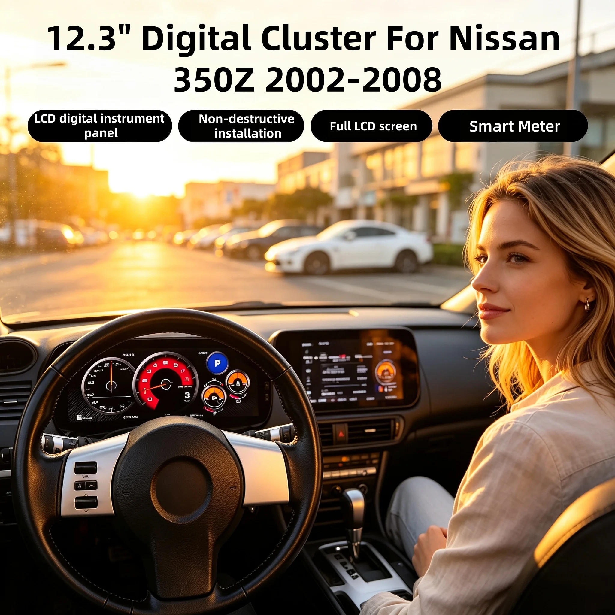 LCD Android Screen For Nissan 350Z 2002 2003 -2008 Speedometer Car Digital Cluster Virtual Cockpit Dashboard Instrument Panel