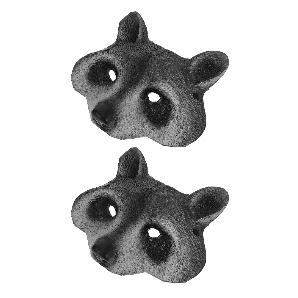 

2Pcs Cosplay Raccoon Mask Realistic 3D PU Foam Animal Half Face for Halloween Carnival Party Costume Props Mask Cat